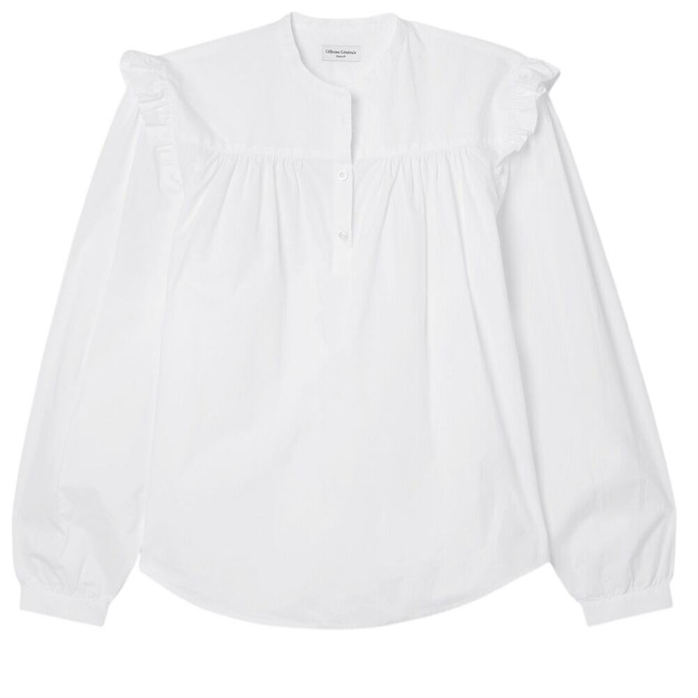 Officine Generale Ruffled White Charline Blouse Size L